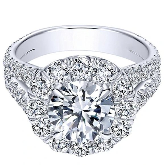 Engagement Double Layer Round CZ Bridal Wedding Ring for Women, L506 - Picture 3 of 6